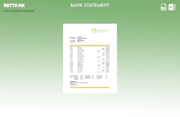 модерен стил Лихтенштајн Union Bank AG шаблон за ексел банкарски извод